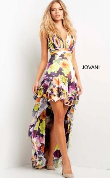 Print Jovani 09389 High Low Formal Floral Print Prom Gown for 640.95 The Dress Outlet