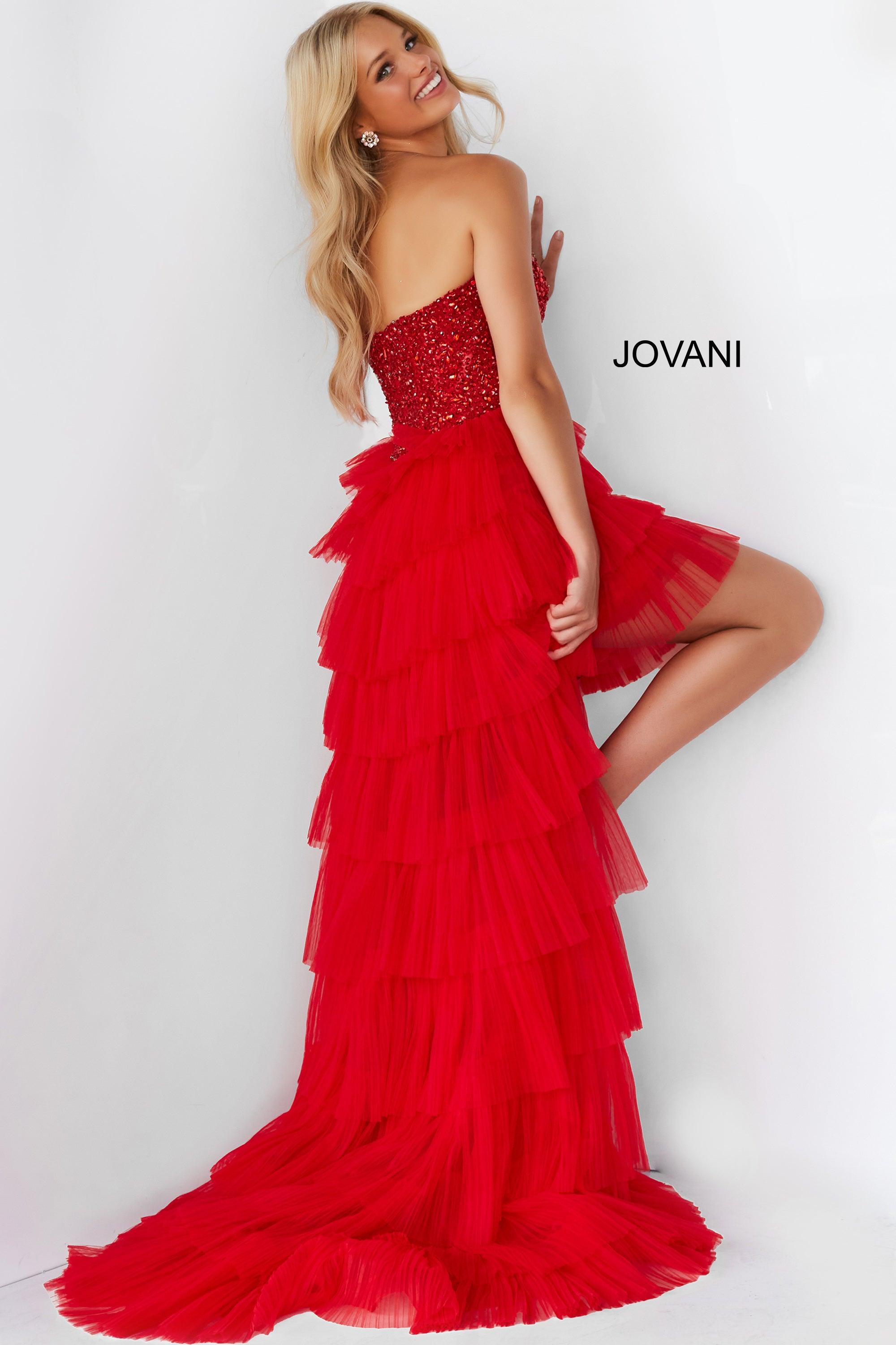 Jovani High Low Strapless Prom Dress 08100 - The Dress Outlet