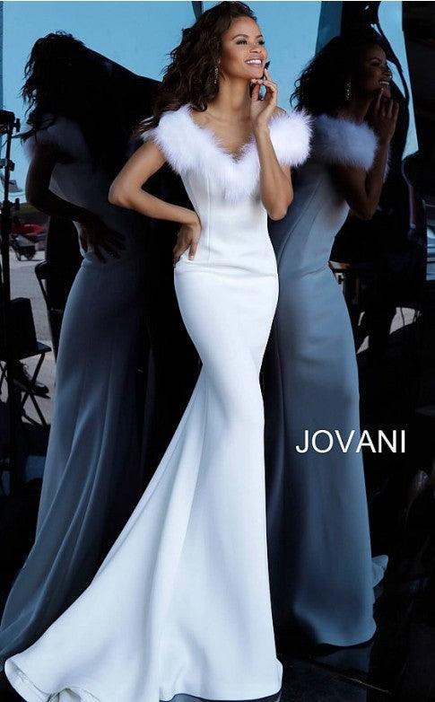White Jovani 63884 Long Formal Off Shoulder Evening Dress for 629.99 The Dress Outlet