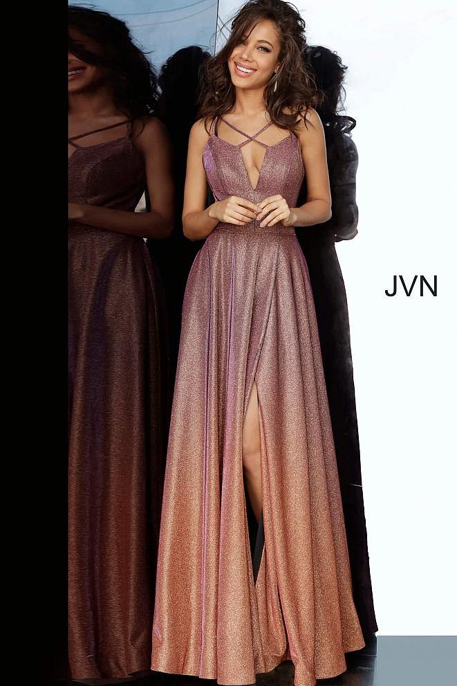 Purple Gold Jovani 4327 Long Metallic Prom Dress for 99.99 The Dress Outlet