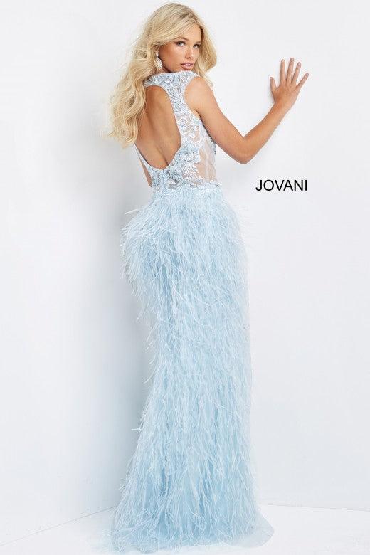 Jovani Long Sheath Feather Prom Dress 06446 - The Dress Outlet