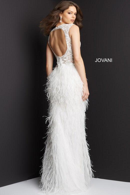 Jovani Long Sheath Feather Prom Dress 06446 - The Dress Outlet