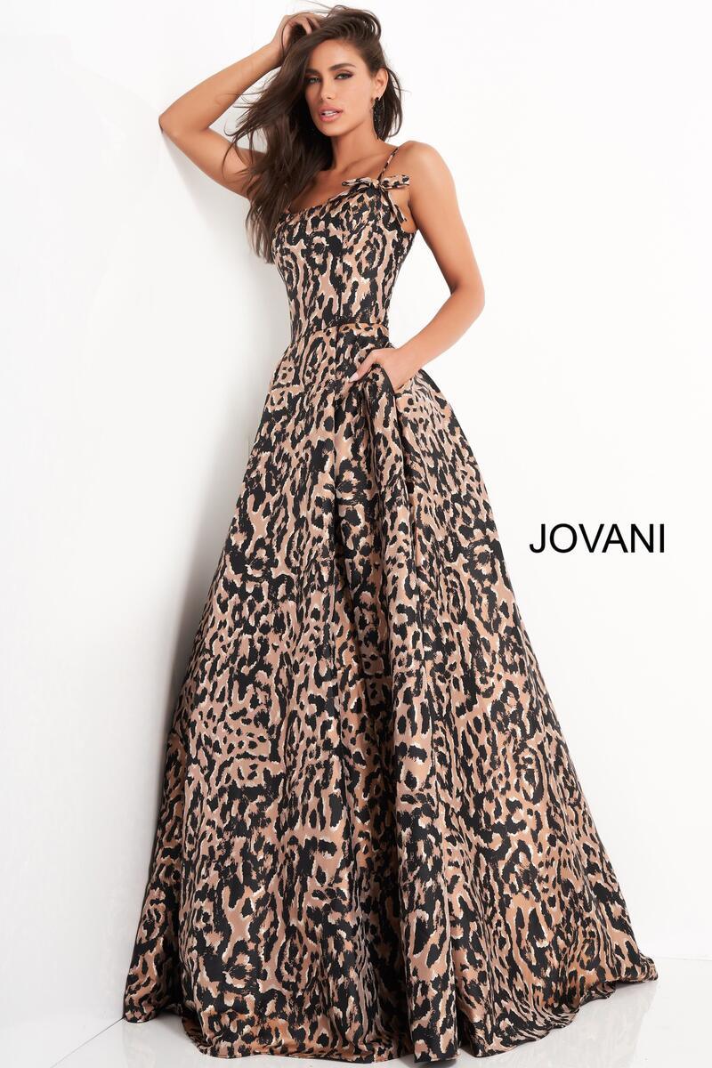 Jovani Long Spaghetti Strap Prom Gown 03838 - The Dress Outlet