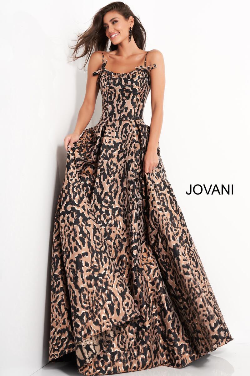 Jovani Long Spaghetti Strap Prom Gown 03838 - The Dress Outlet