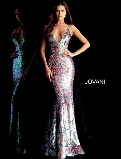 Jovani Plunging Neck Sequin Long Party Dress Sale 67314 - The Dress Outlet