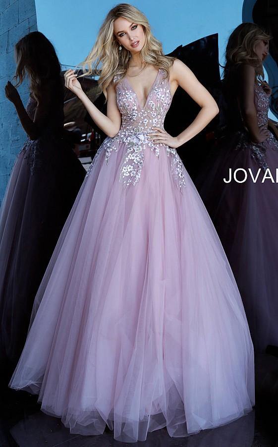 Jovani Prom Long Floral Embroidered Ballgown 67459 - The Dress Outlet
