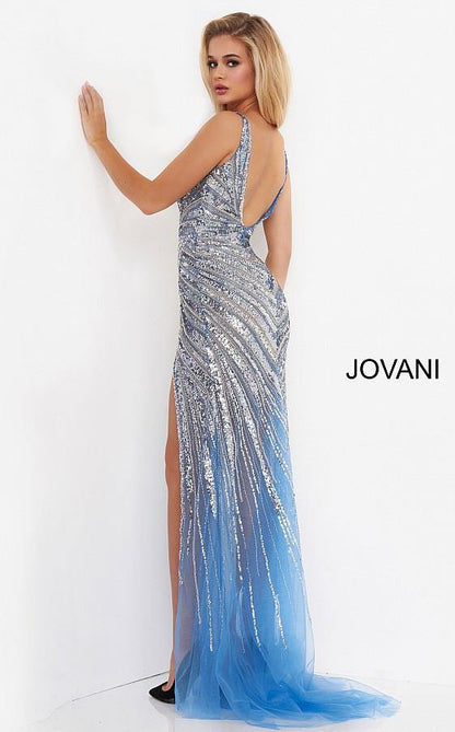 Jovani Prom Long Formal Beaded High Slit Dress 3686 - The Dress Outlet