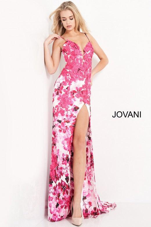 Jovani Prom Long Formal Sexy Floral Dress 06091 - The Dress Outlet