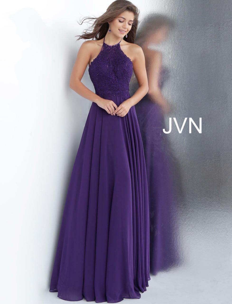 Purple Jovani 64114 Prom Long Halter Formal Dress Prom Dresses