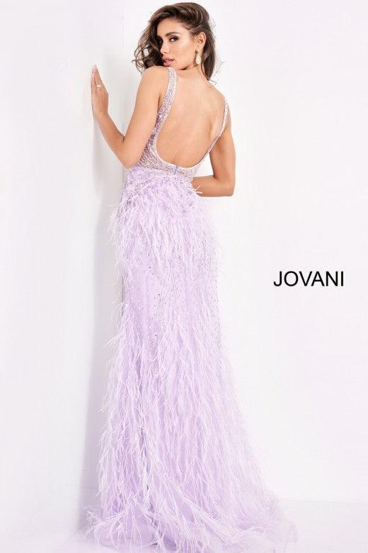 Jovani Prom Long Sleeveless Feather Dress 03023 - The Dress Outlet