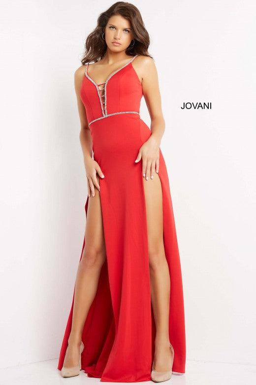 Jovani Prom Long Spaghetti Strap Fitted Dress 06557 - The Dress Outlet