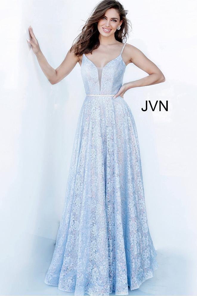 Jovani Prom Long Spaghetti Strap Lace Dress 03111 - The Dress Outlet