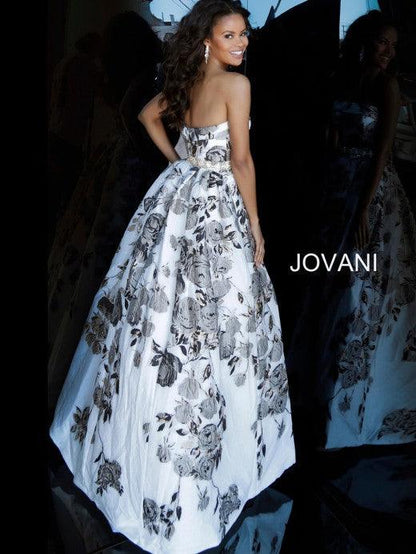 Jovani Prom Long Strapless Floral Print Dress 68468 - The Dress Outlet