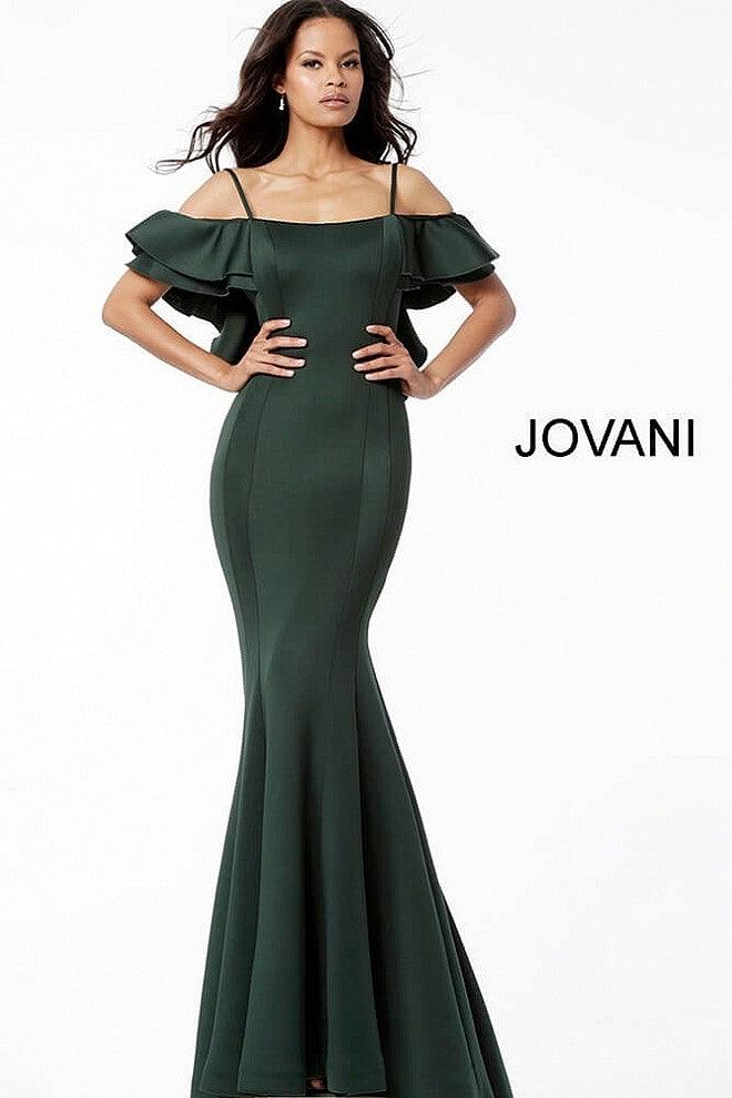 Jovani Ruffled Off-Shoulder Long Mermaid Dress 57925 - The Dress Outlet