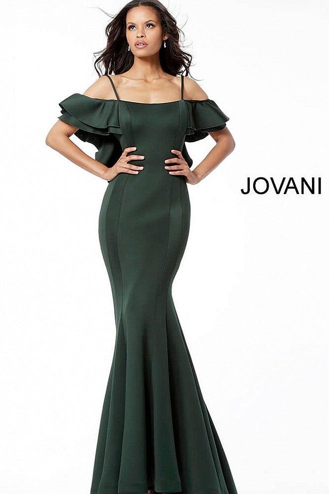 Jovani Ruffled Off-Shoulder Long Mermaid Dress 57925 - The Dress Outlet