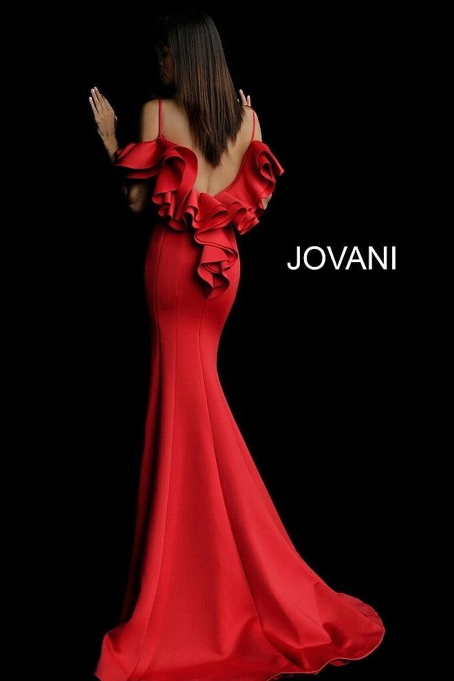 Jovani Ruffled Off-Shoulder Long Mermaid Dress 57925 - The Dress Outlet