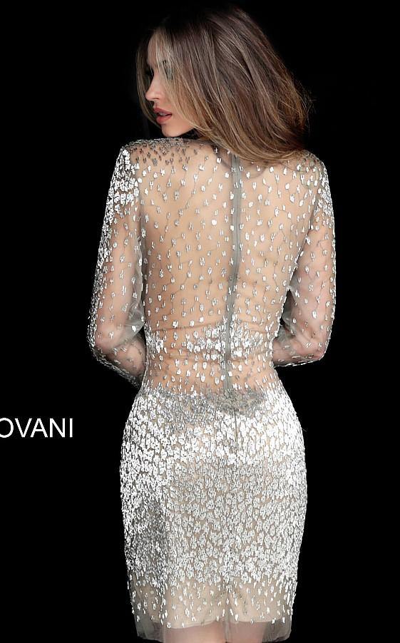 Jovani Short Beaded Illusion Homecoming Dress 3148 - The Dress Outlet
