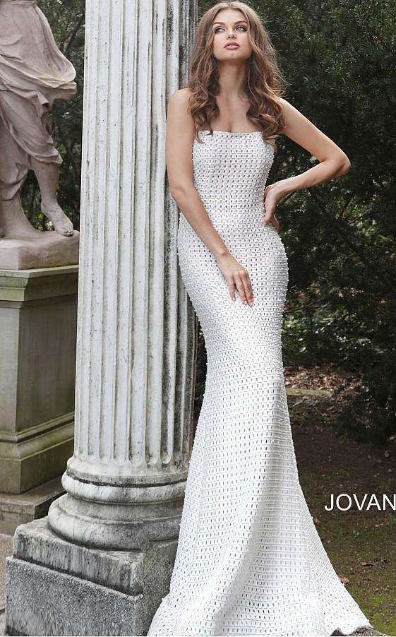 Jovani Simple Long Strapless Wedding Dress 63393 - The Dress Outlet