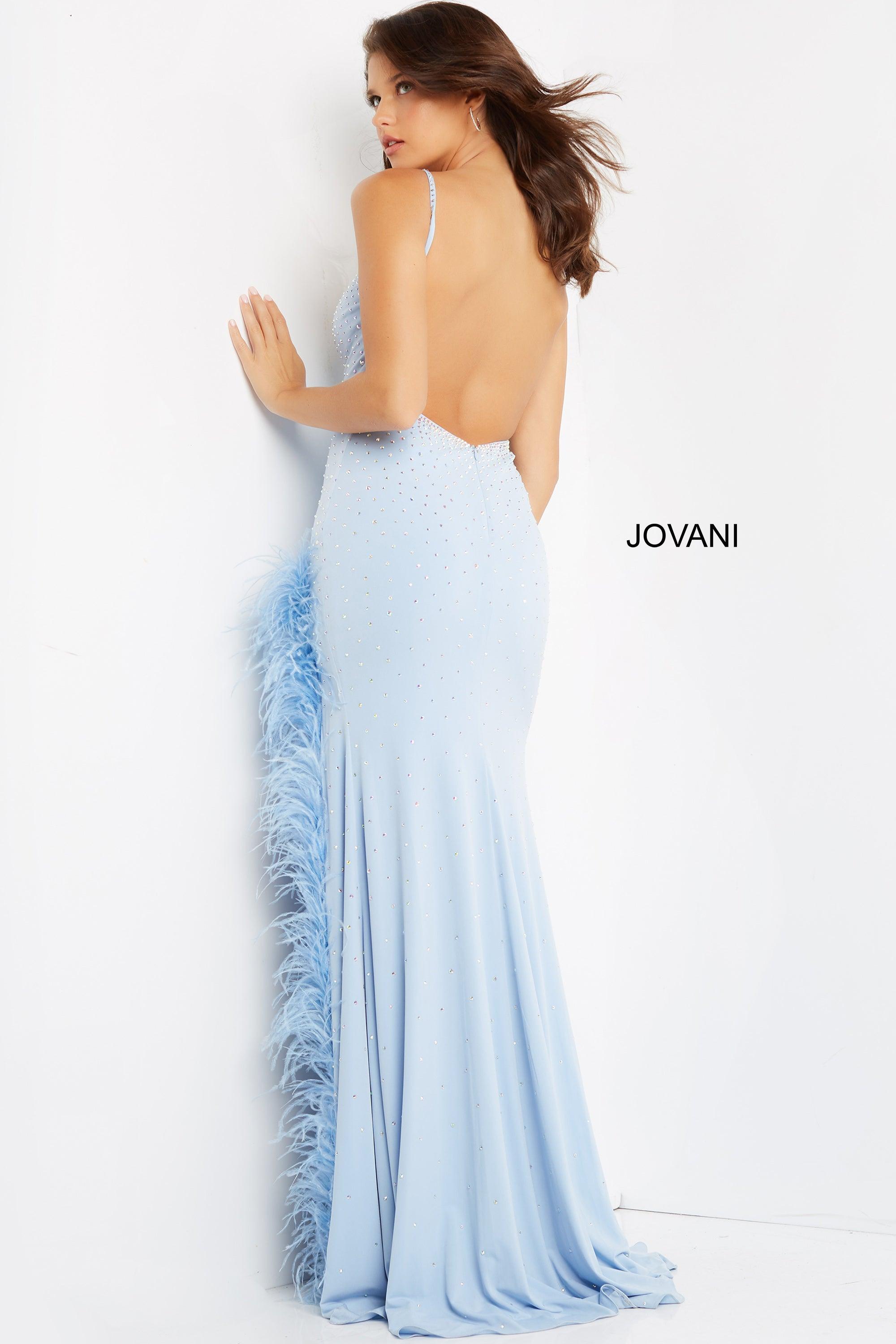 Jovani Spaghetti Strap Long Fitted Gown 08283 - The Dress Outlet
