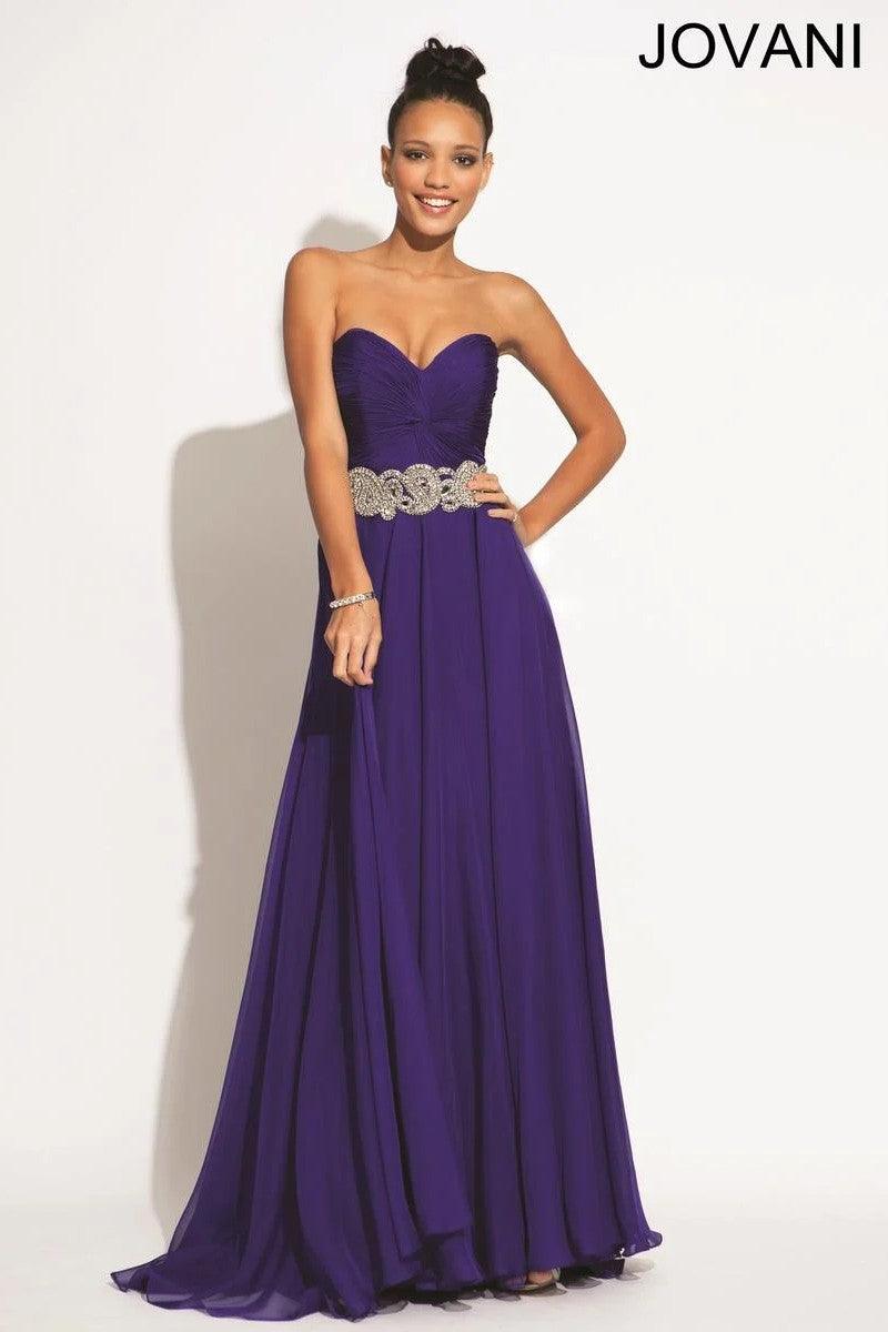 Jovani Strapless Elegant Long Chiffon Prom Dress 88238 - The Dress Outlet