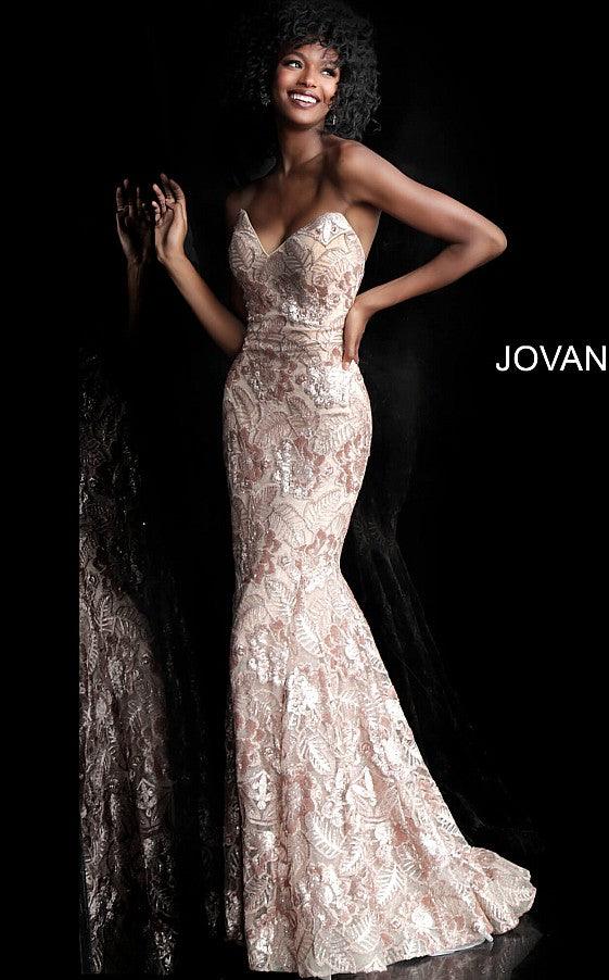 Champagne Jovani 67331 Strapless Long Formal Prom Dress Prom