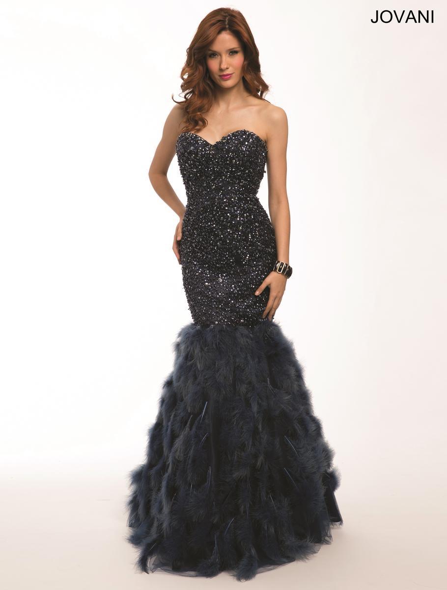 Navy Jovani 92526 Strapless Mermaid Long Prom Dress Prom Dresses