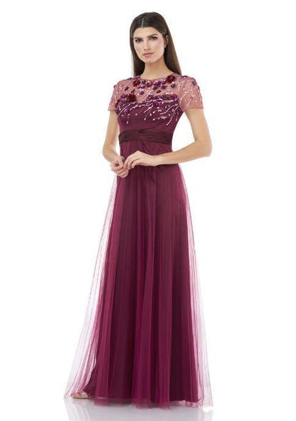 JS Collections Long Formal Beaded Mesh Dress 867132 - The Dress Outlet