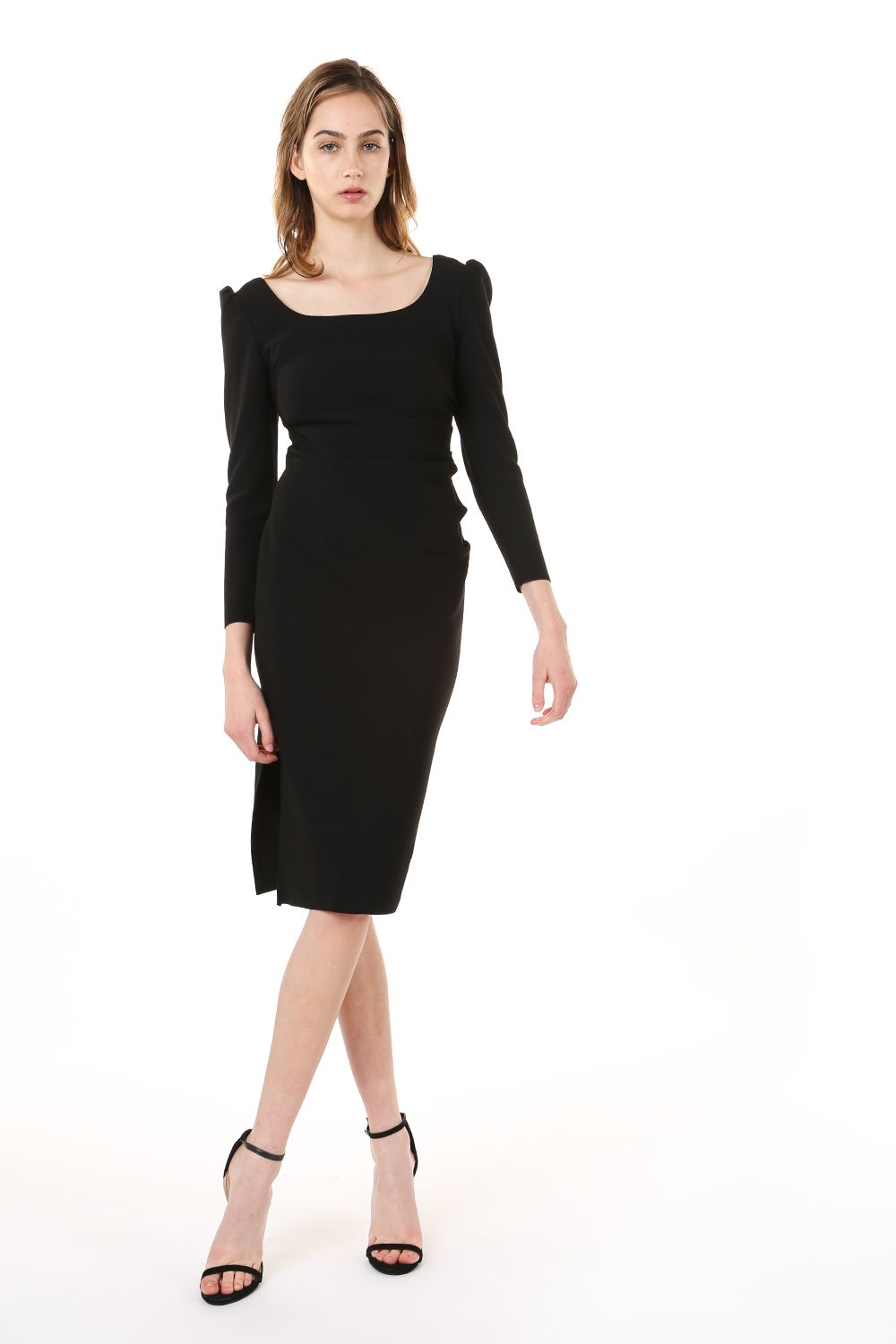 Round Neck Asymmetric Folds Knee Length Dress