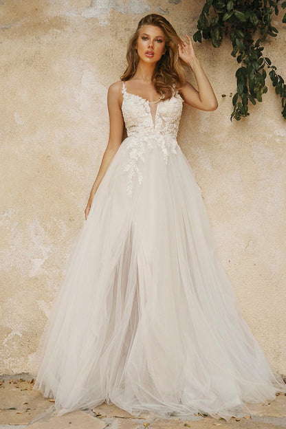Layered A-Line Tulle Bridal Gown - The Dress Outlet