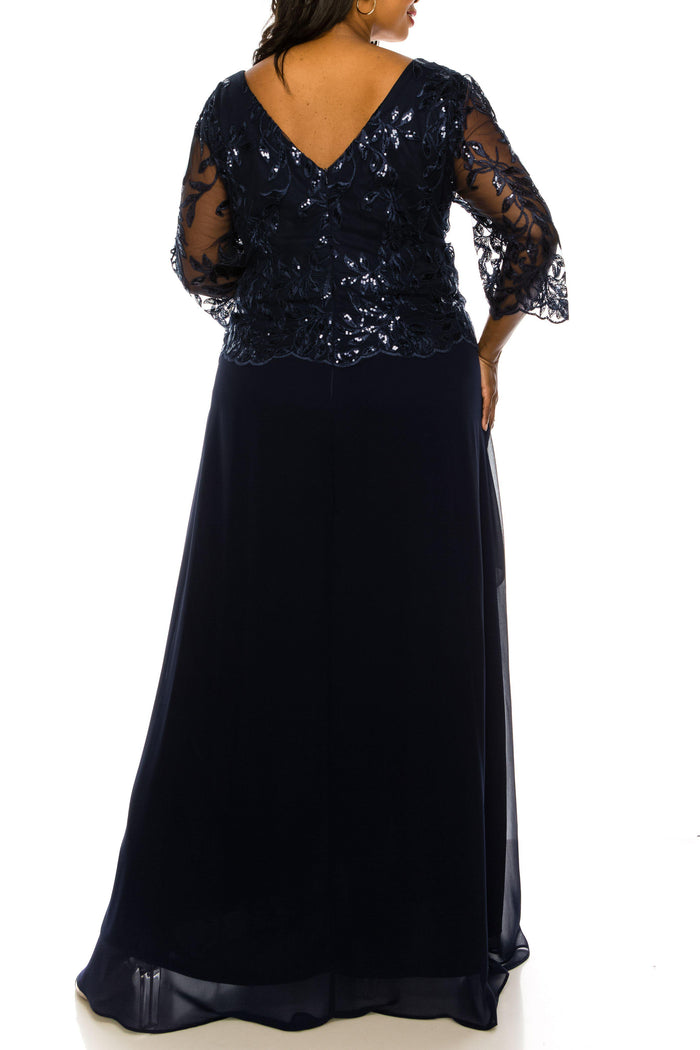 Le Bos Long Formal Plus Size Chiffon Dress 27722 - The Dress Outlet