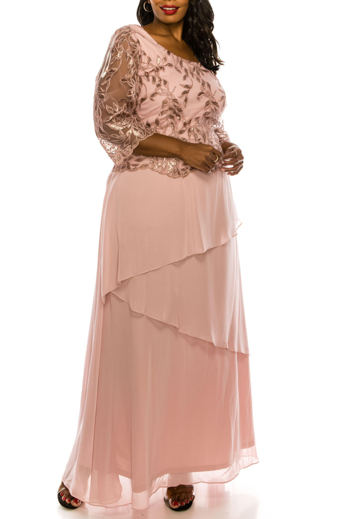 Le Bos Long Formal Plus Size Chiffon Dress 27722 - The Dress Outlet