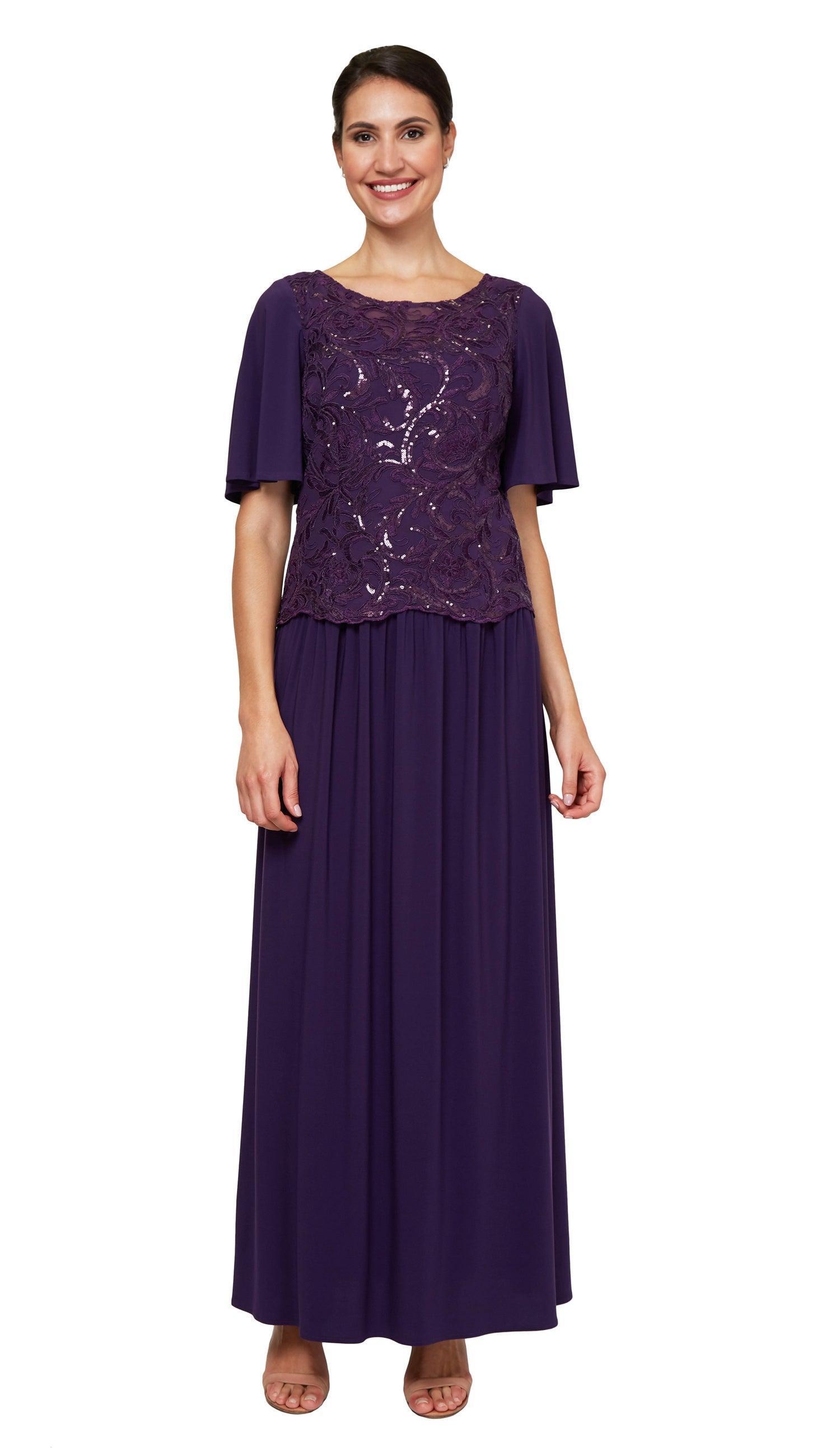 Eggplant Le Bos Long Plus Size Formal Beaded Dress Sale 29168