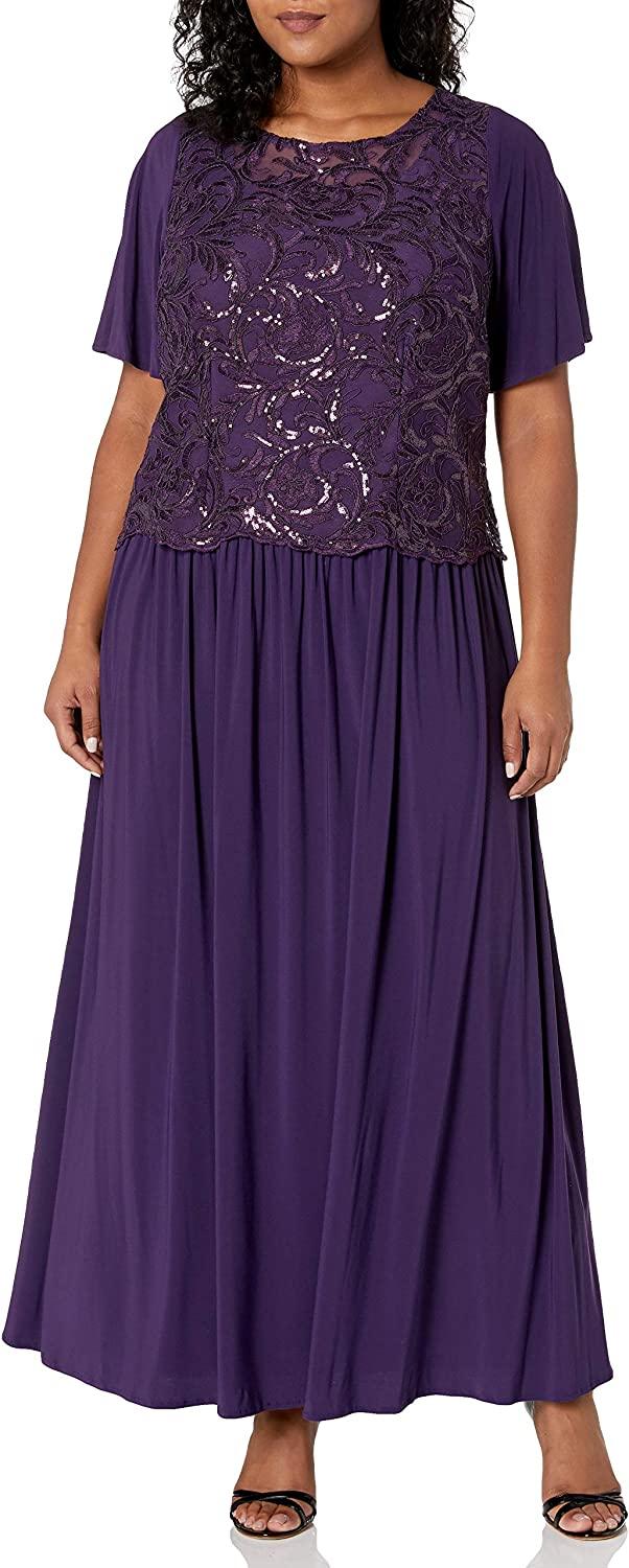 Eggplant Le Bos Mother of the Bride Long Beaded Dress Sale 28168