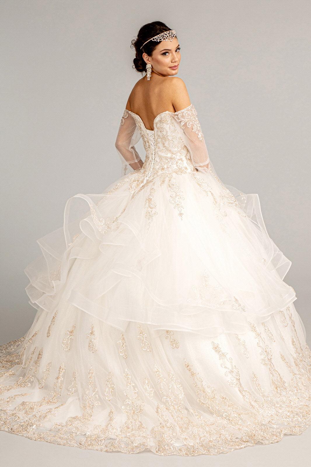 Long Ball Gown Quinceanera Mesh Dress
