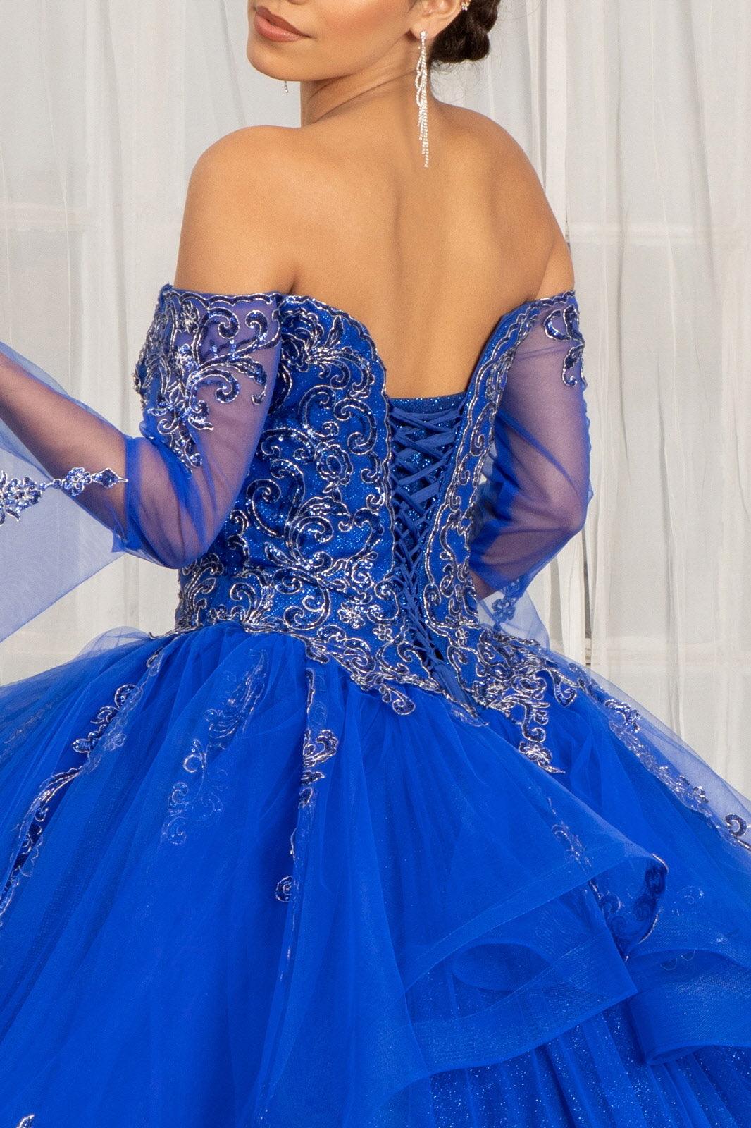 Long Ball Gown Quinceanera Mesh Dress
