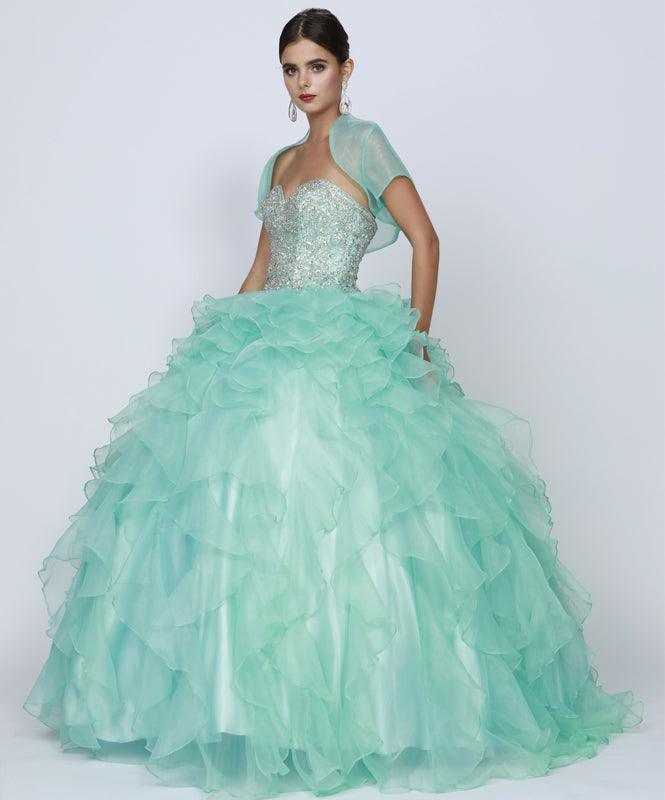 Long Ball Gown Ruffled Strapless Quinceanera Dress - The Dress Outlet