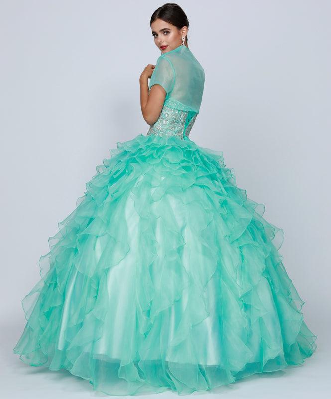 Long Ball Gown Ruffled Strapless Quinceanera Dress - The Dress Outlet