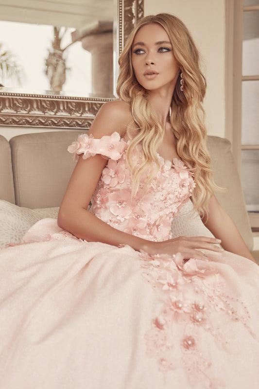 Long Ball Gown Sweet 16 Glitter Quinceanera Dress