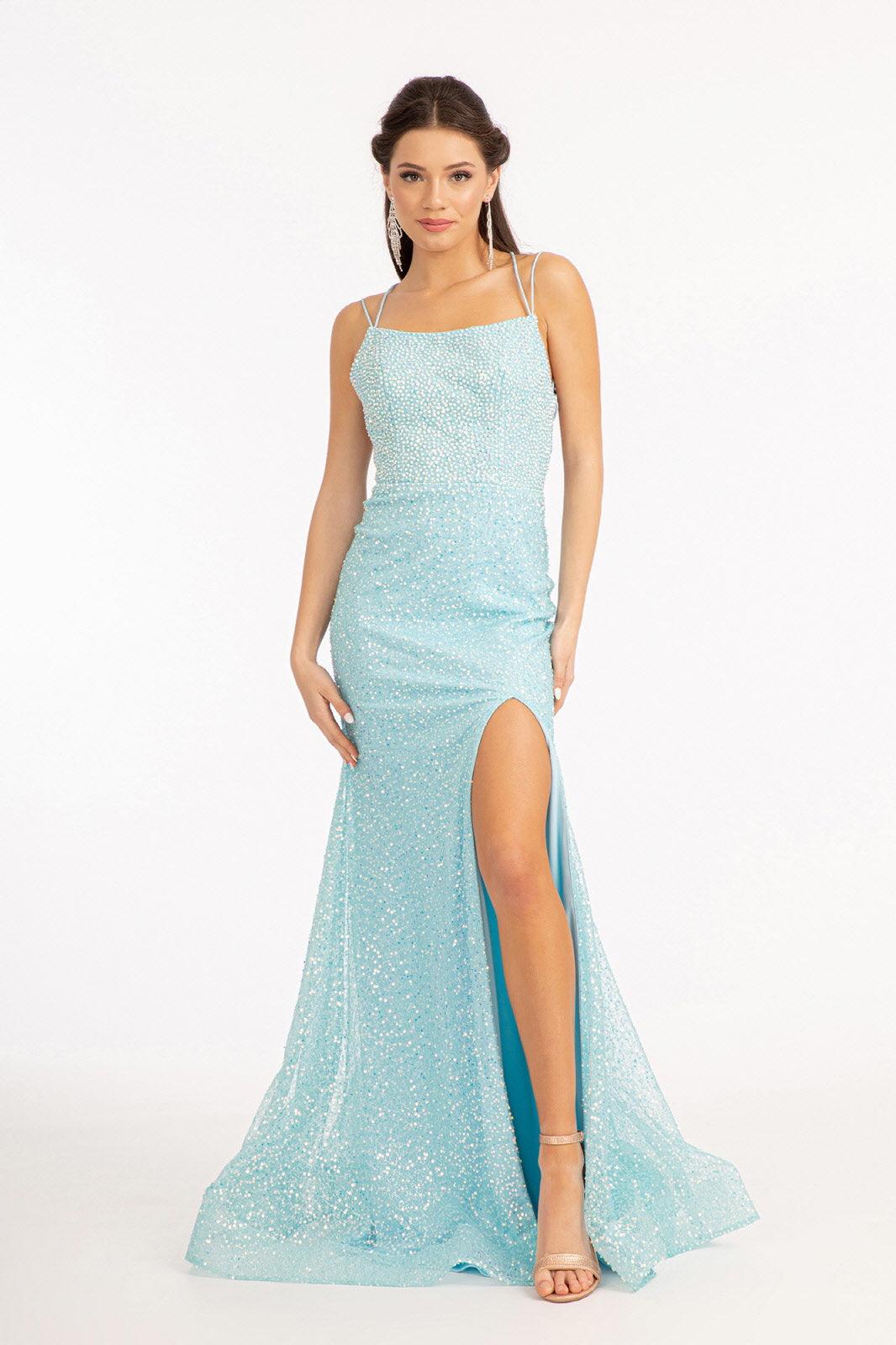 Long Formal Mesh Mermaid Prom Dress - The Dress Outlet