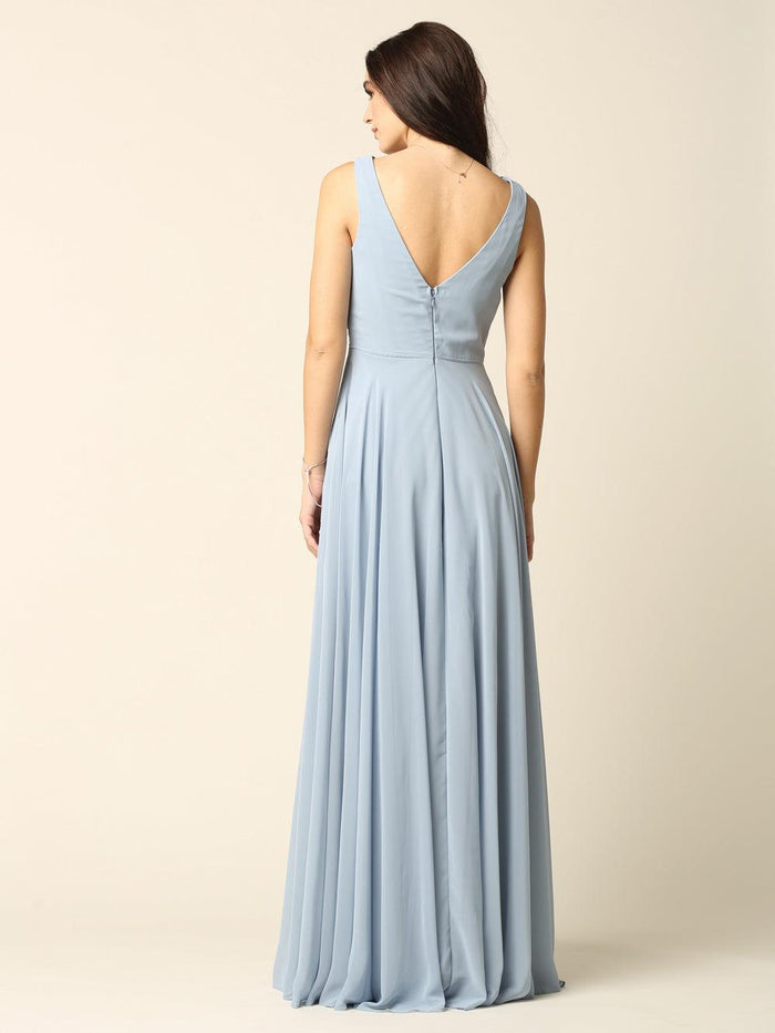 Long Formal Sleeveless Cowl Neck Dress Bridesmaids - The Dress Outlet