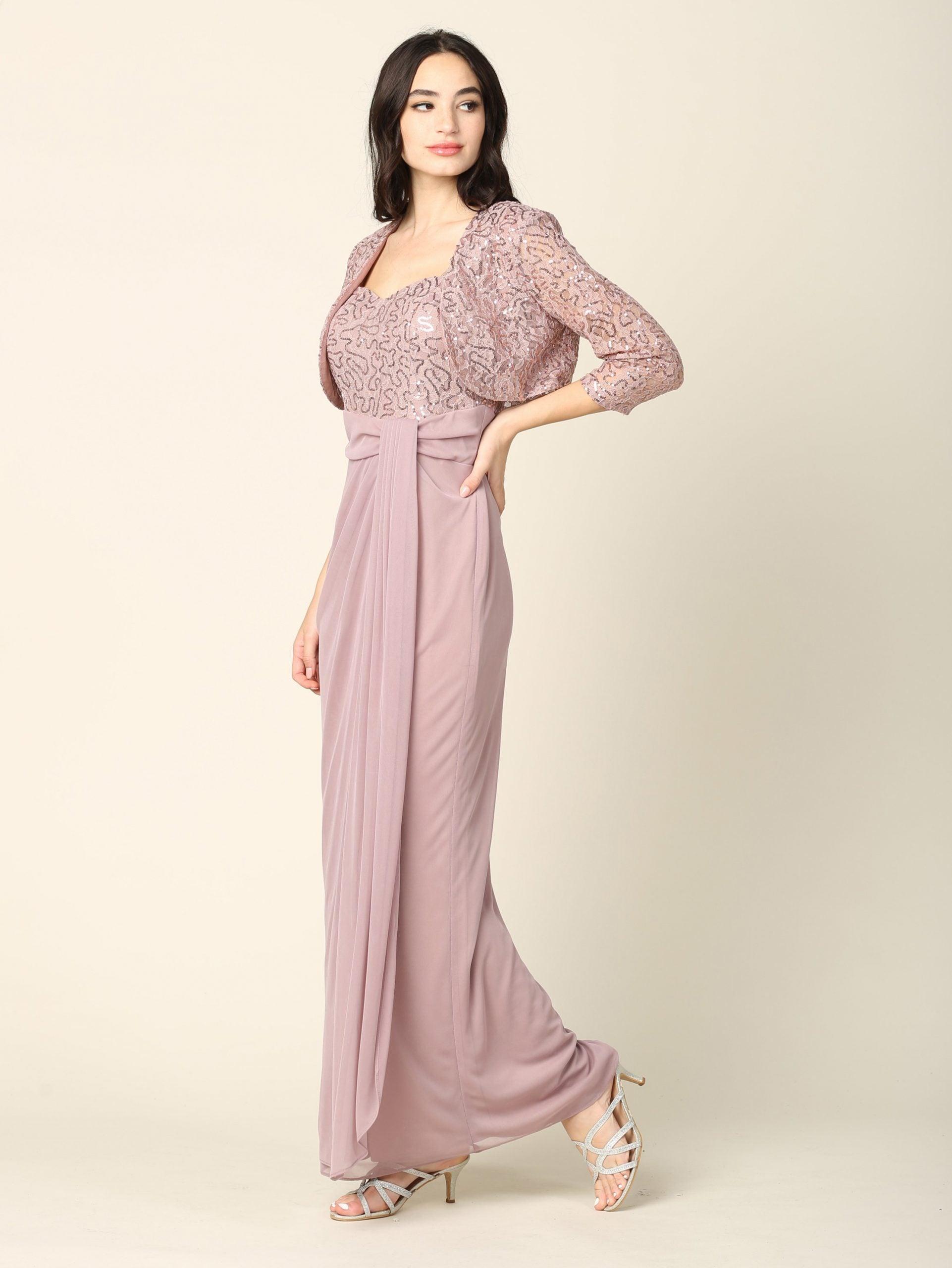 Long Mother of the Bride 2 Piece Formal Bolero Dress - The Dress Outlet