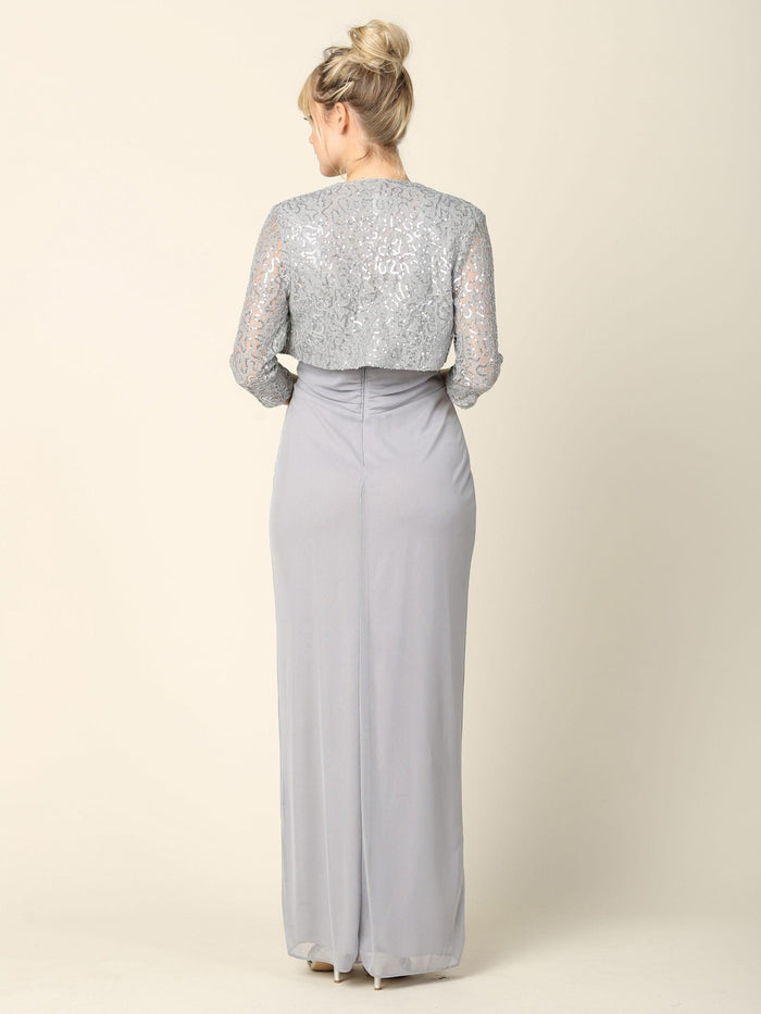 Long Mother of the Bride 2 Piece Formal Bolero Dress - The Dress Outlet