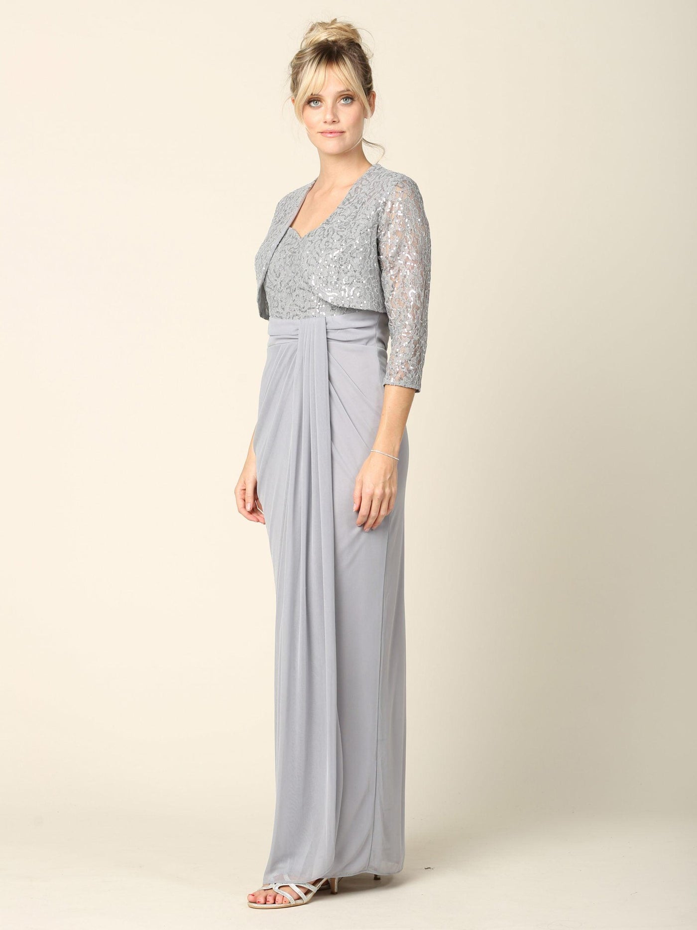 Long Mother of the Bride 2 Piece Formal Bolero Dress - The Dress Outlet