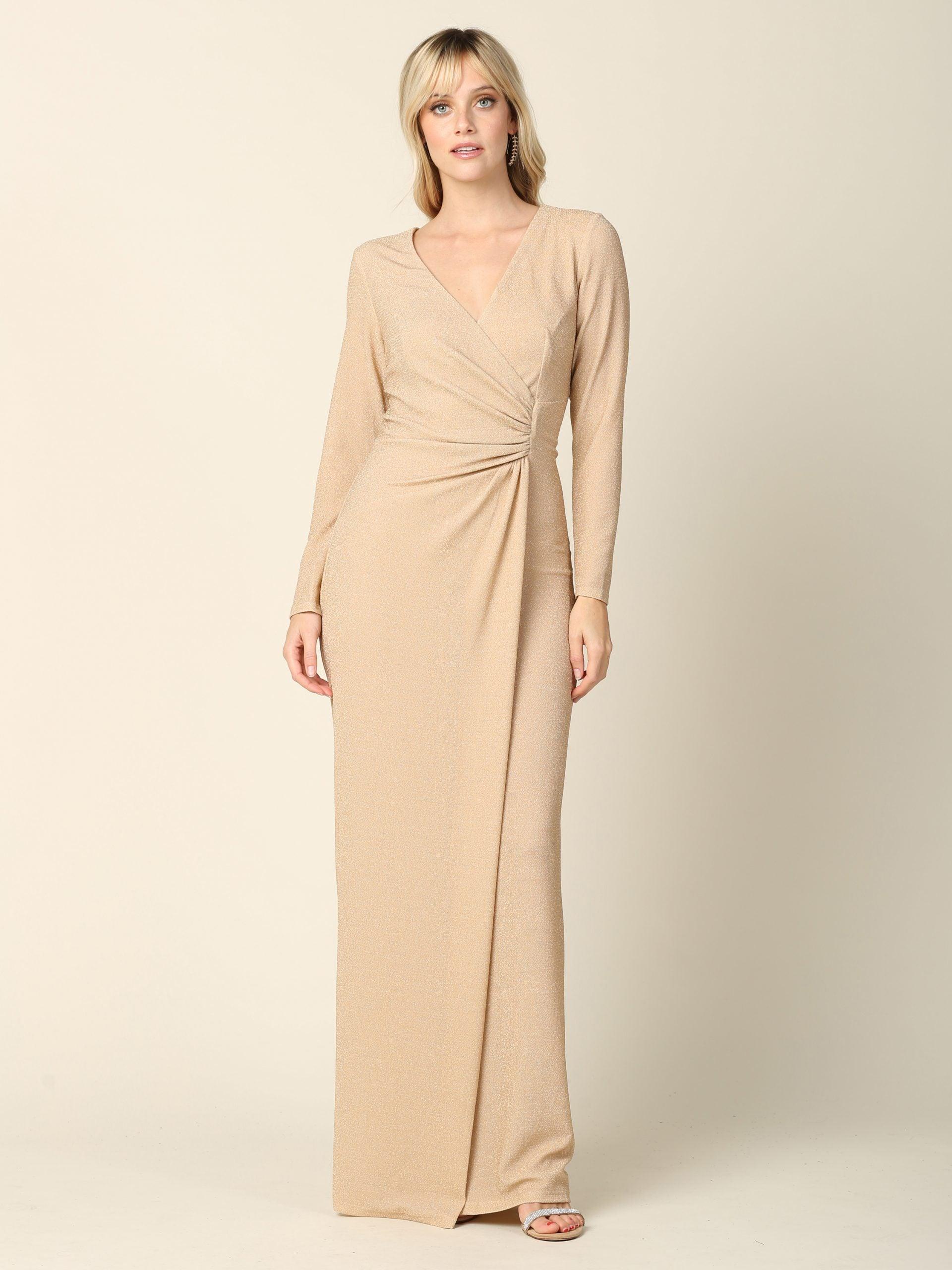 Long Mother of the Bride Formal Metallic Dress