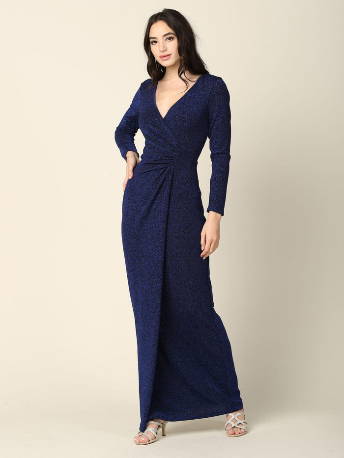 Long Mother of the Bride Formal Metallic Dress - The Dress Outlet