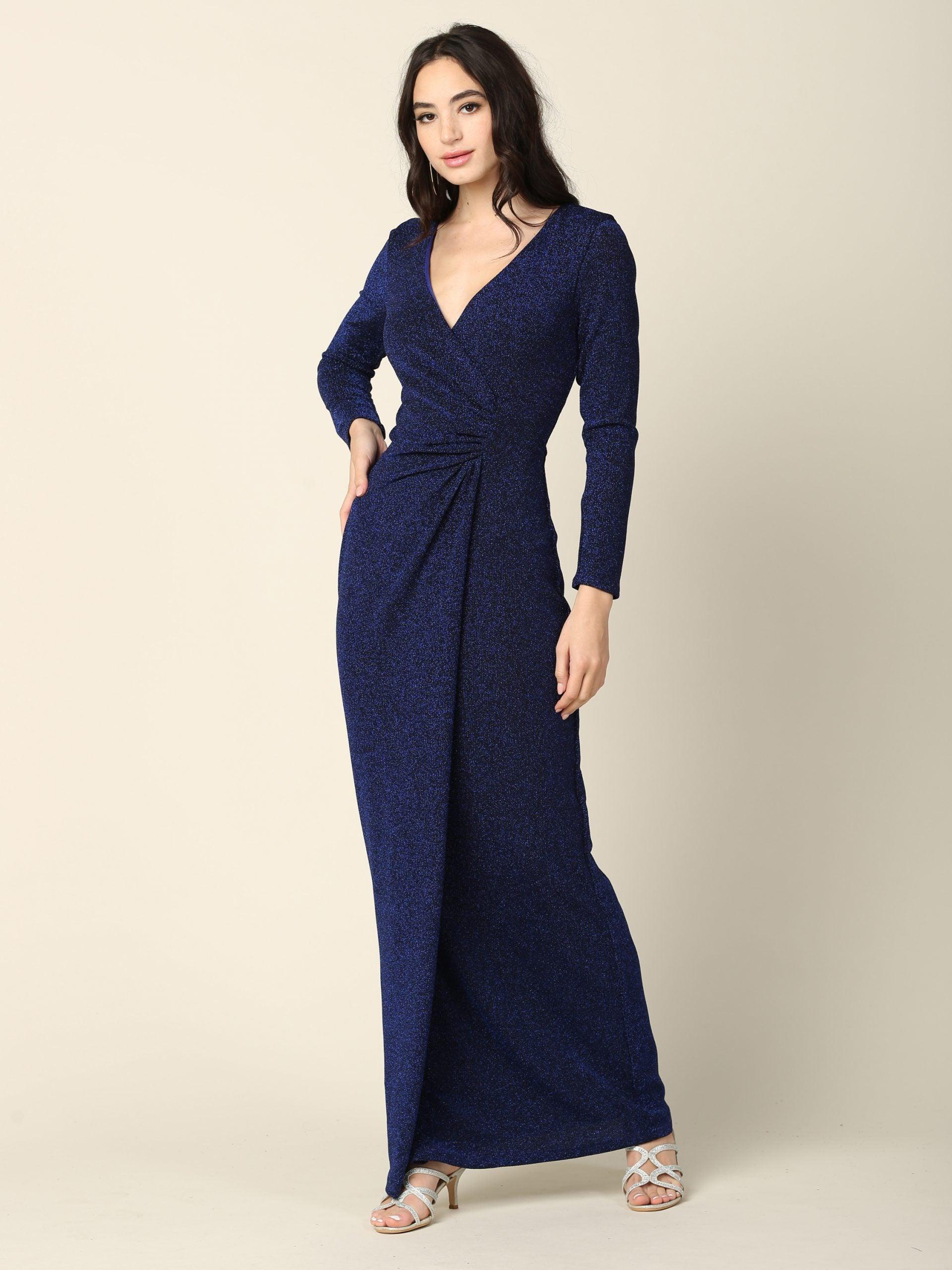 Long Mother of the Bride Formal Metallic Dress