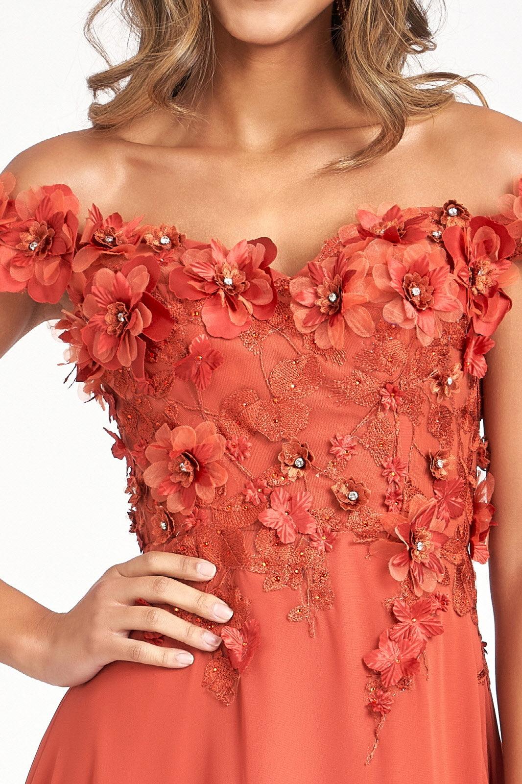 Long Off Shoulder Formal Chiffon Prom Gown Sienna