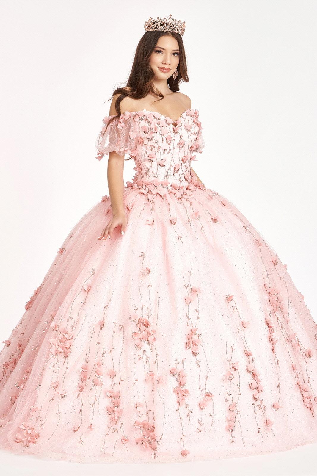 Long Quinceanera Dress Glitter Mesh Ball Gown - The Dress Outlet