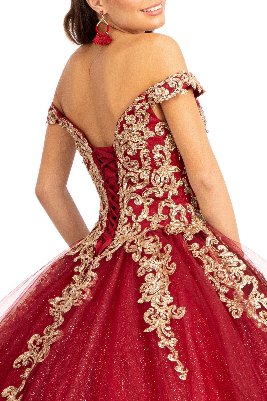 Long Quinceanera Dress Off Shoulder Ball Gown - The Dress Outlet