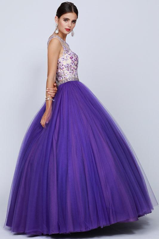 Long Quinceanera Dress Sweet 16 Floral Ball Gown - The Dress Outlet